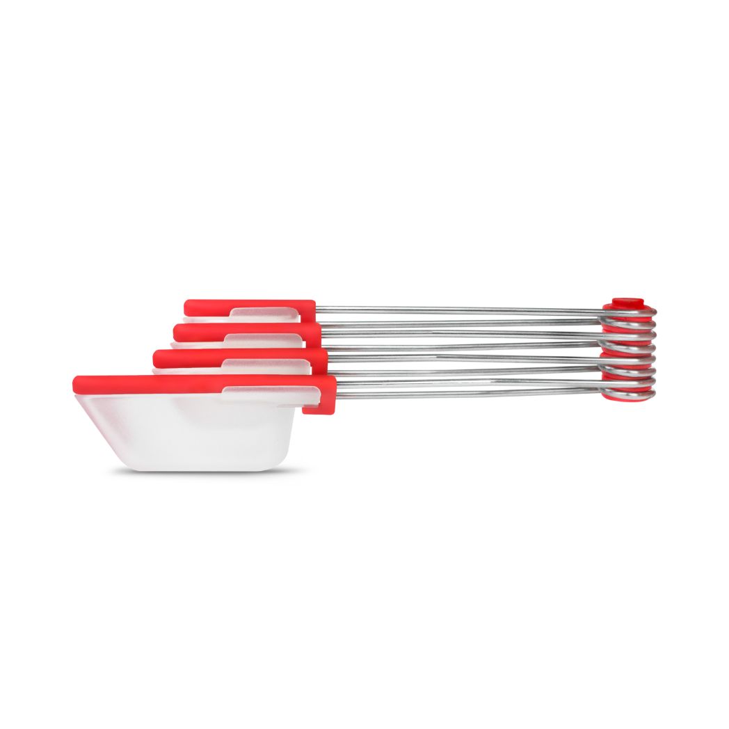 Levups Measuring Spoons with Built-in Leveler - Clear & Red, Dreamfarm