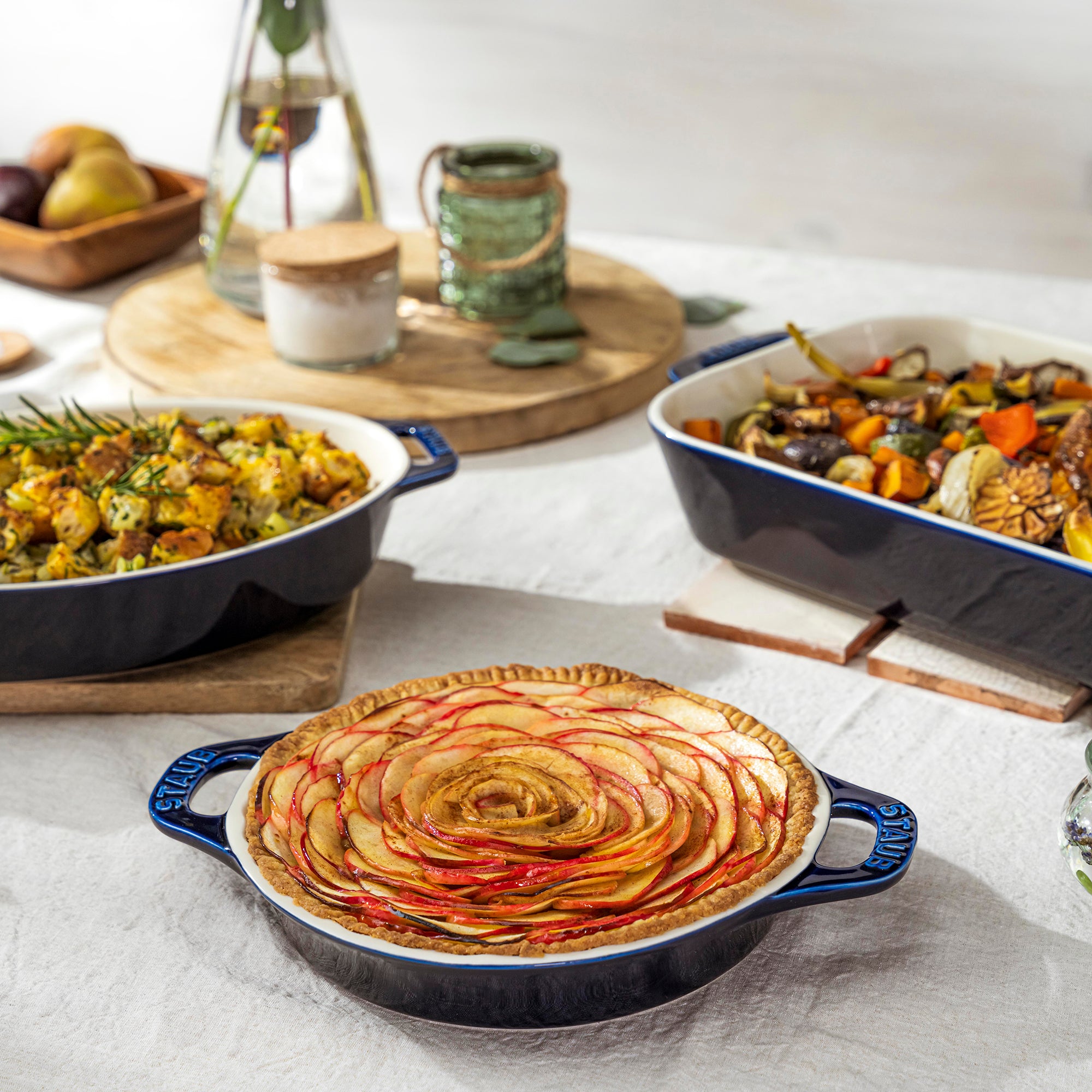  STAUB Ceramics Rectangular Baking Dish Set, Casserole Dish,  Baking Pans for Lasagna, Cake, 2-Piece, Rustic Turquoise: Home & Kitchen