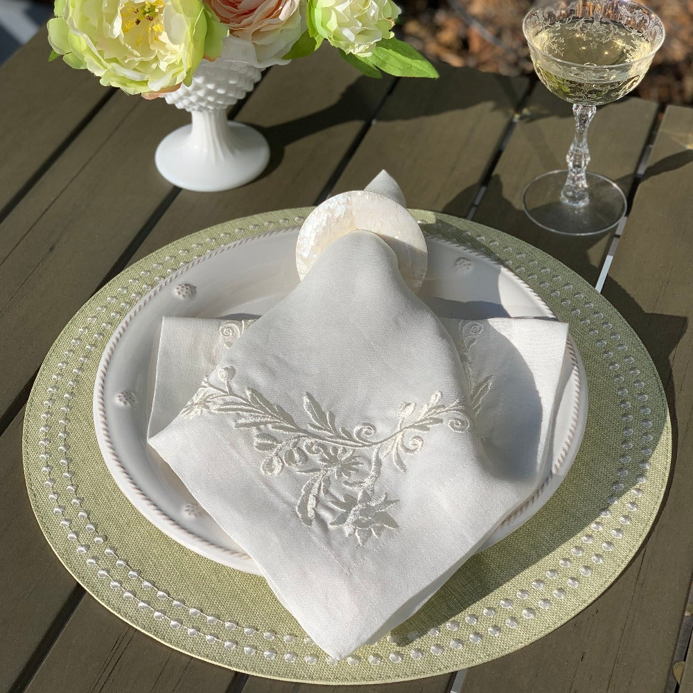 Bodrum Linens Link - Linen Napkins - Set of 4 - Gold Silver