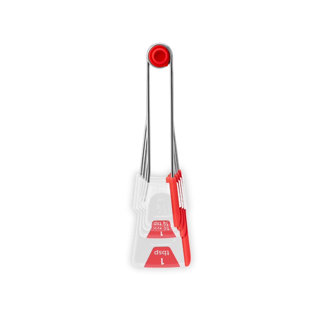 Dreamfarm - Levoons Self-Leveling Measuring Spoons Set for Kitchen and  Baking, Set of 4, Red